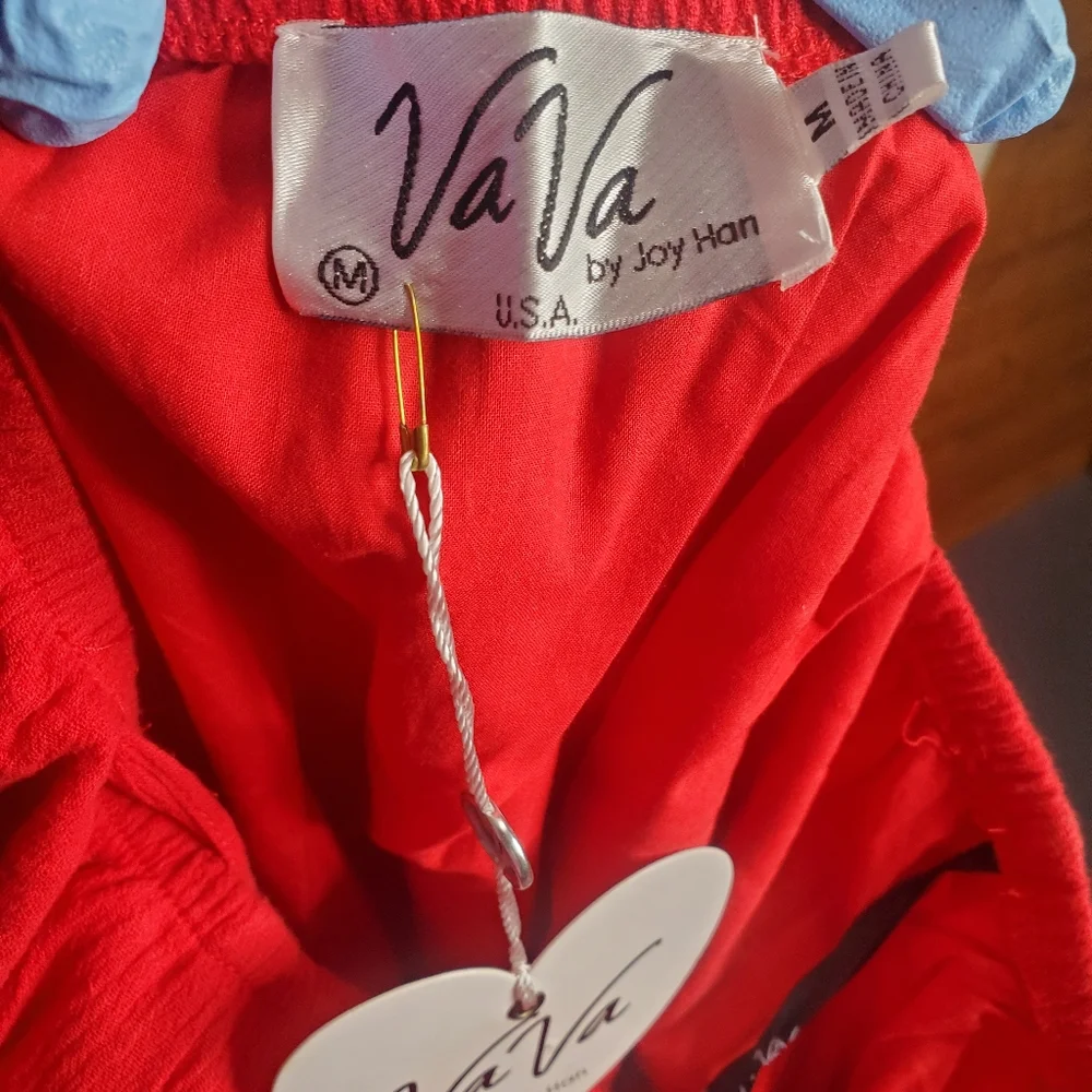 ❤ New boutique Vava by Joy Han strapless red dress embroidered 3/4 sleeve Size M